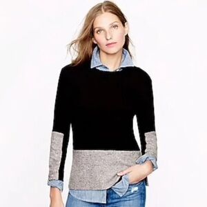 EUC! J.CREW Women's Sweater Wool Cashmere Blend Woven Colorblock Sz XL